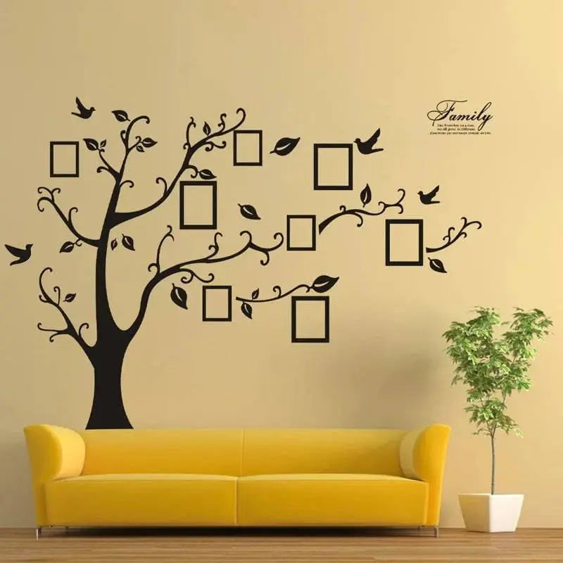 Large 250*180cm/99*71in Black 3D DIY Photo Tree PVC Wall Decals/Adhesive Family Wall Stickers Art Home Decor Self-adhesive Mural - PST PS Tradings