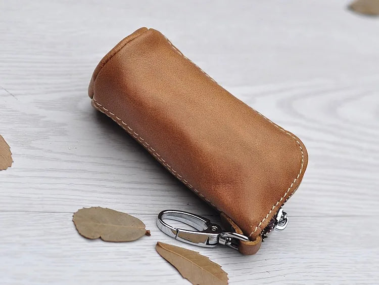 CICICUFF Men Key Bag Genuine Cow Leather Buckets Key Cases Pouch Zipper Keychain Auto Car Key Case Bag Women Home Key Holder - PST PS Tradings