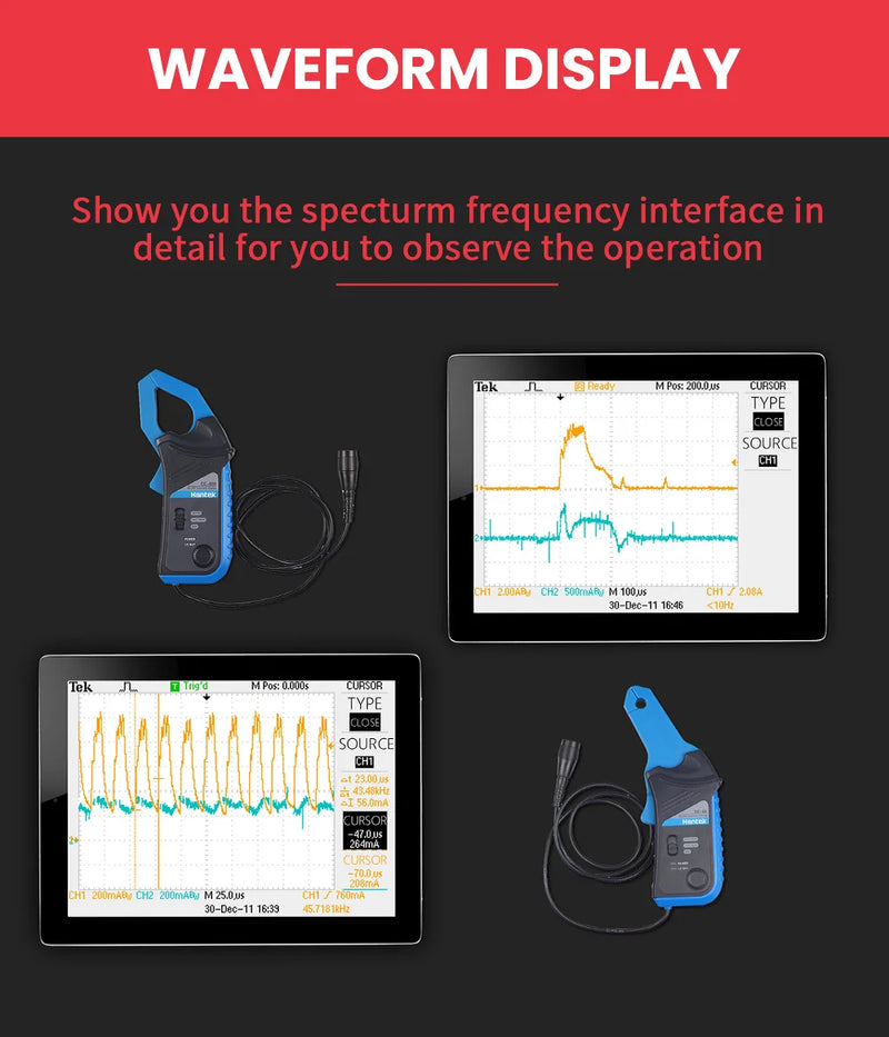 AC/DC-Stromzangenmessgerät Hantek Oszilloskope CC65 CC650 AC/DC 20 kHz 400 Hz Bandbreite 1 mV/10 mA 65 A/650 A mit BNC-Stecker