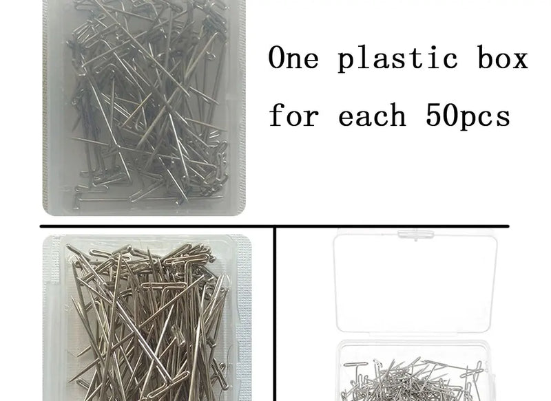 50 Pieces Wig T Pins for Holding Wigs Silver 32mm Long T-pins Styling Tools For Wig Display OLD STREET - PST PS Tradings