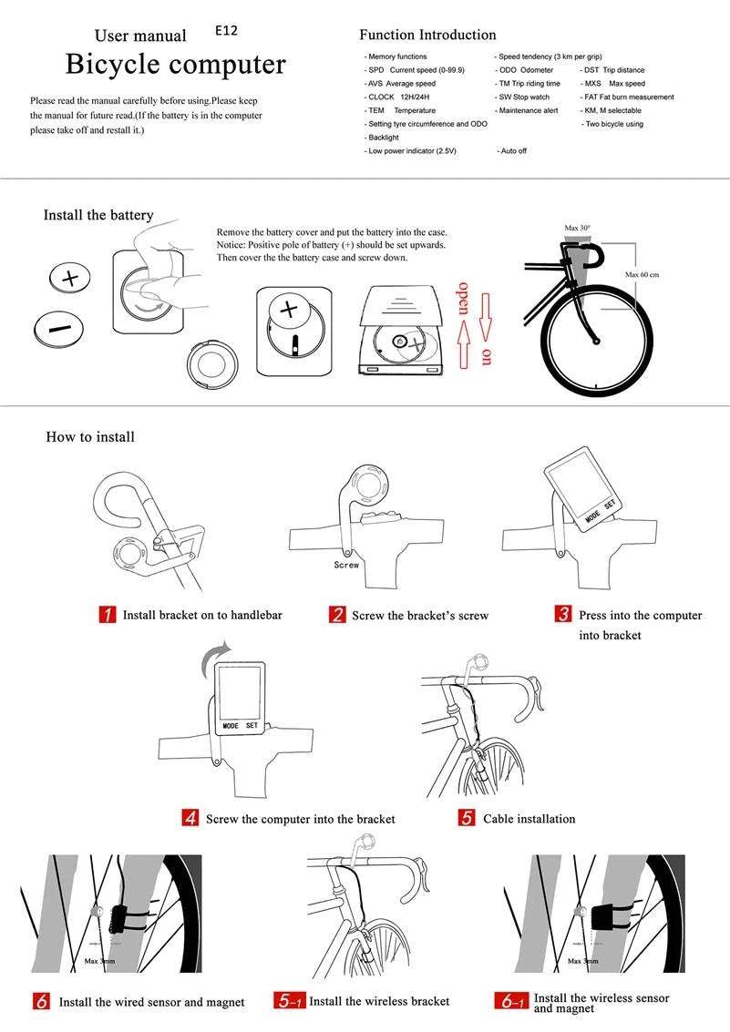 WEST BIKING 2.8 inch Bicycle Computer Large Screen Speedometer Wireless Wired Waterproof Sensor Cycling Odometer Bike Computer - Property & Safety Tradings