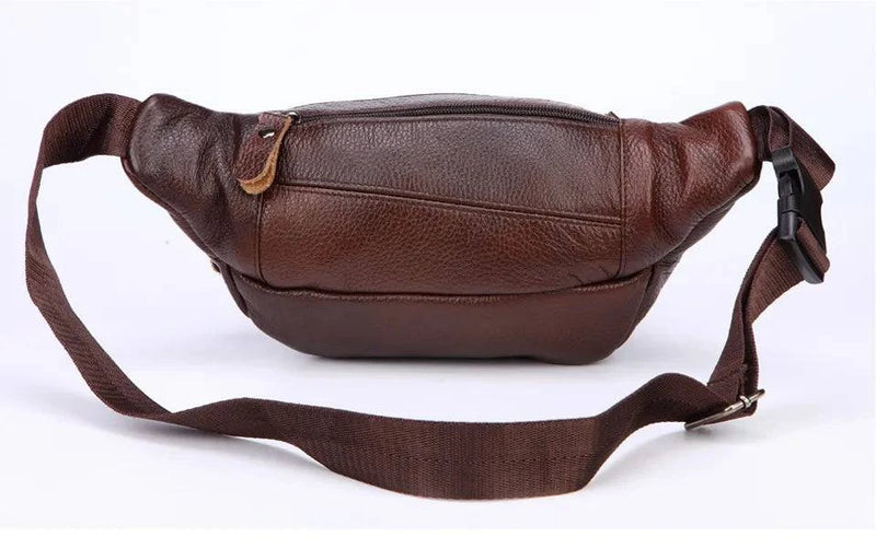 Fashion Men Genuine Leather Fanny Bag for Phone Pouch Male Leather Messenger Bags Brand Fanny Pack Male Travel Waist Bag Men - Property & Safety Tradings