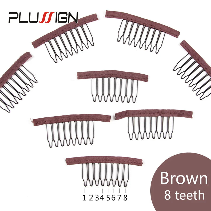 Stainless Steel Wig Combs For Wig Caps 12Pcs/Lot Factory Supply Wig Clips For Hair Extensions Best Clips For Wigs Big 8 Theeth - PST PS Tradings