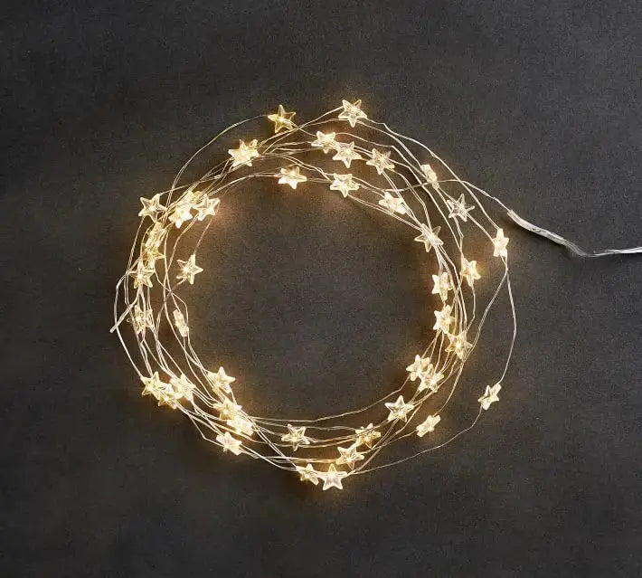 LED 60 Sterne Lichterkette Batterie Betrieben auf 10ft Lange Silber Farbe Kupfer Draht String Lichter für Outdoor Indoor Weihnachten party verwenden