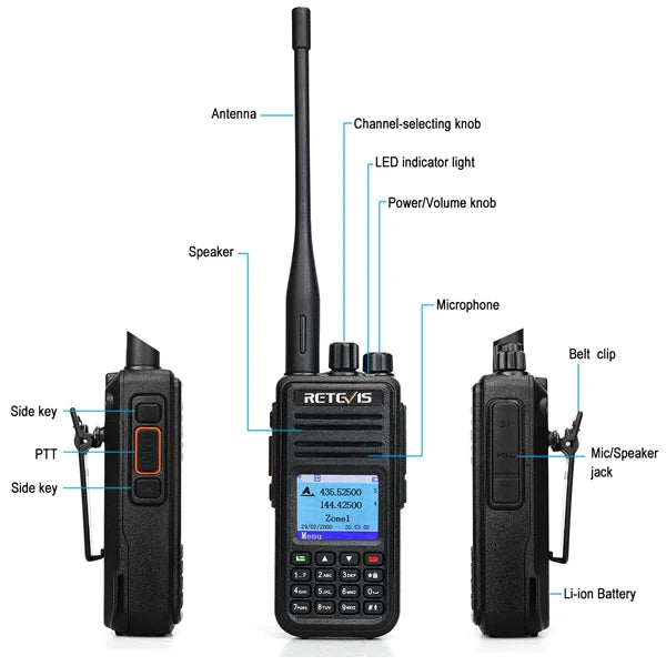 Retevis RT3S Walkie Talkie DMR Радио UHF VHF Цифровая любительская радиостанция 5 Вт Дальнего действия Любительские радиостанции Рации Профессиональный GPS