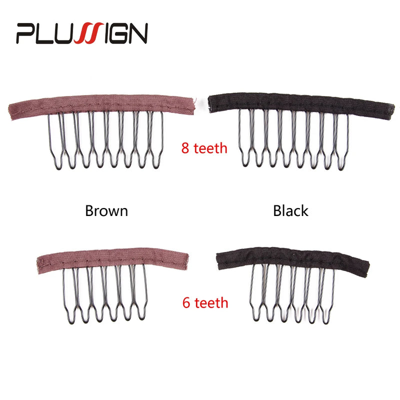 Stainless Steel Wig Combs For Wig Caps 12Pcs/Lot Factory Supply Wig Clips For Hair Extensions Best Clips For Wigs Big 8 Theeth - PST PS Tradings