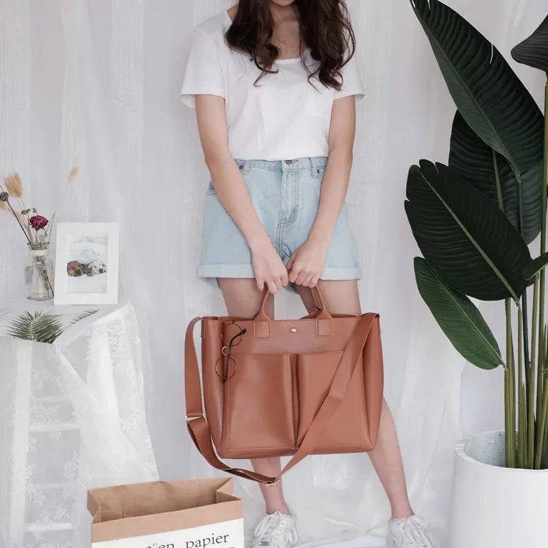 2022 new Pu Leather laptop Bag Simple Handbags Famous Brands Women Shoulder Bag Casual Big Tote Vintage Ladies Crossbody Bags - Property & Safety Tradings