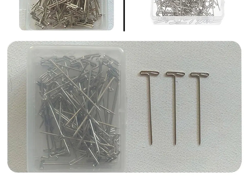 50 Pieces Wig T Pins for Holding Wigs Silver 32mm Long T-pins Styling Tools For Wig Display OLD STREET - PST PS Tradings