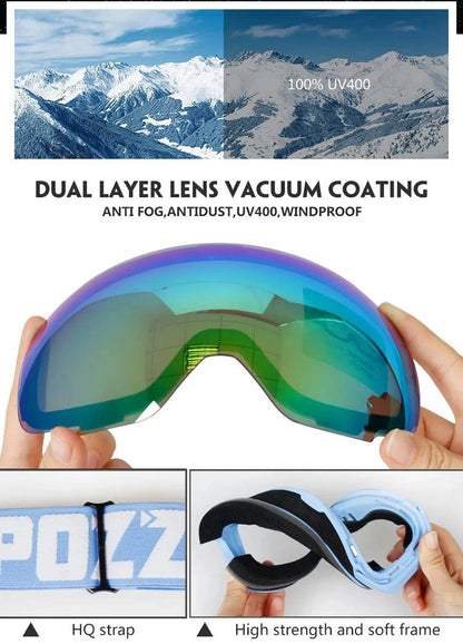 COPOZZ Magnetic Ski Goggles with Quick-Change Lens and Case Set 100% UV400 Protection Anti-fog Snowboard Goggles for Men & Women - Property & Safety Tradings