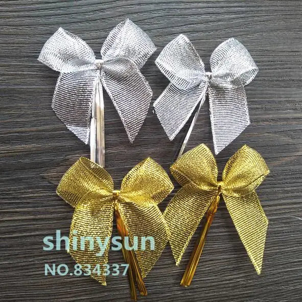 20/50pcs Multiple Colors Satin Ribbon Bowknot Sealing Wire Bakery Packing Birthday Party Gift Bows For Wedding Decoration  6CM - PST PS Tradings