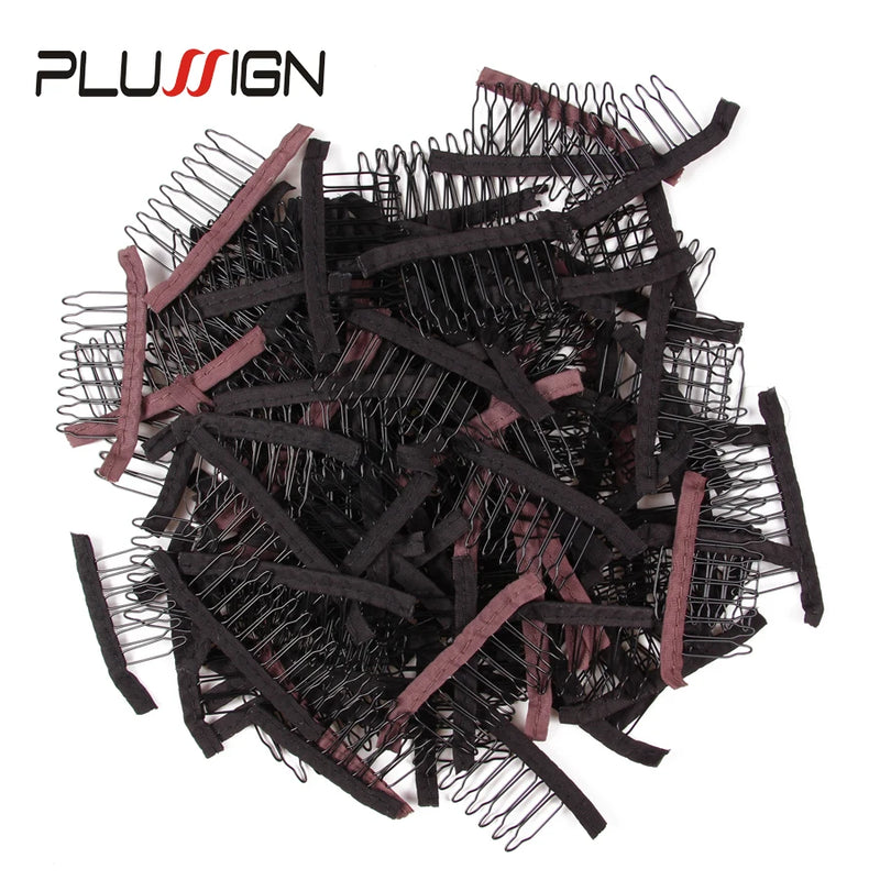 Stainless Steel Wig Combs For Wig Caps 12Pcs/Lot Factory Supply Wig Clips For Hair Extensions Best Clips For Wigs Big 8 Theeth - PST PS Tradings