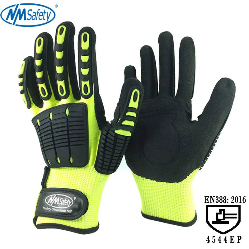 Cut Resistant Safety Work Glove Anti Vibration Anti Impact Oil-proof Protective With Nitrile Dipped Palm Glove for Working - PST PS Tradings