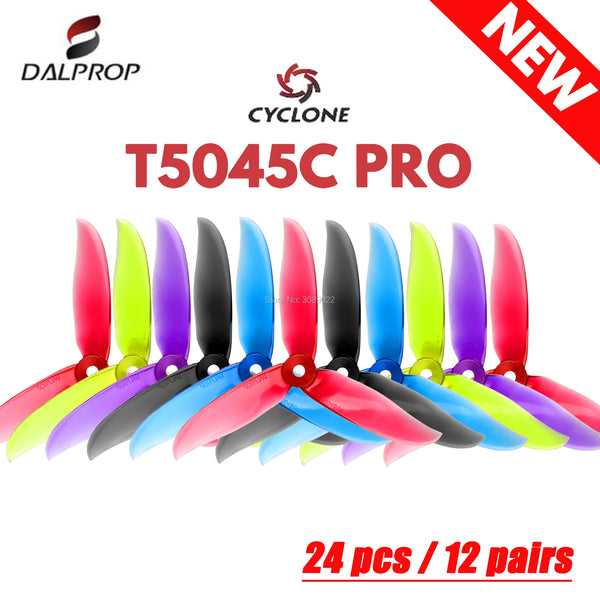 24 pcs / 12 pair DALPROP CYCLONE T5045C PRO 5045 3-Blade propeller for FPV Freestyle Drone Quadcopter Updated version Prop