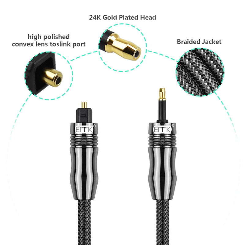 Emk digital sound toslink zu mini toslink kabel 3,5mm spdif optisches kabel 3,5 zu optischem audio kabel adapter 1m 10m