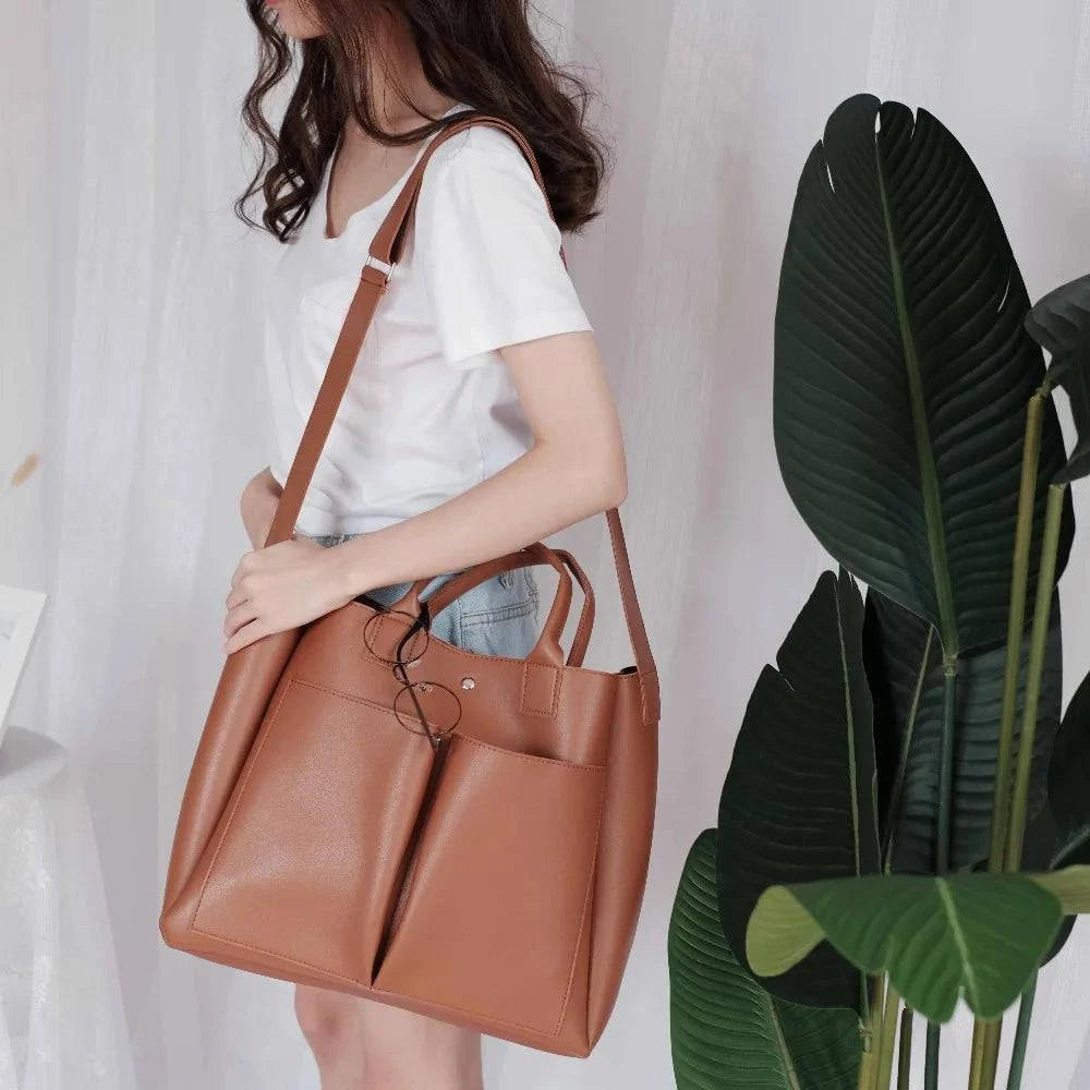 2022 new Pu Leather laptop Bag Simple Handbags Famous Brands Women Shoulder Bag Casual Big Tote Vintage Ladies Crossbody Bags - Property & Safety Tradings