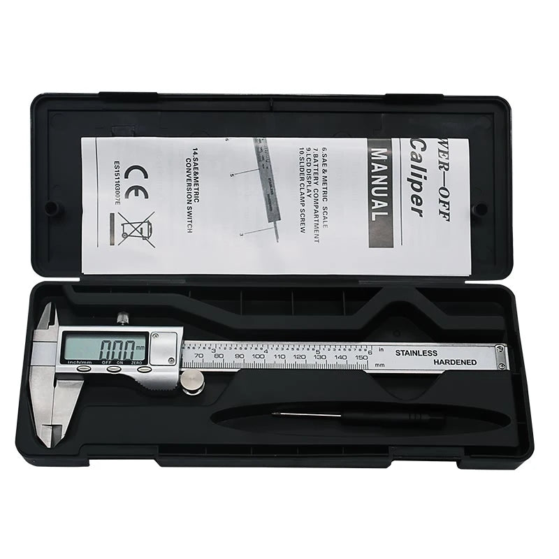 TON09 6-Inch 150mm Stainless Steel Electronic Digital Vernier Caliper Metal Micrometer Measuring