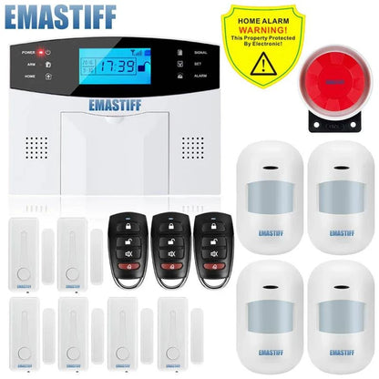 NEW Built-in antenna Door Gap Sensor PIR Motion Detector Wireless LCD GSM SIM card House security Alarm system Smoke Flash Siren - Property & Safety Tradings