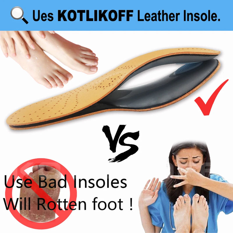 KOTLIKOFF High Quality Leather Orthotics Insole For Flat Foot Arch Support 25mm Orthopedic Silicone Insoles For Men And Women - Property & Safety Tradings