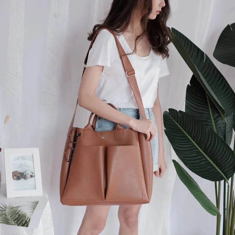 2022 new Pu Leather laptop Bag Simple Handbags Famous Brands Women Shoulder Bag Casual Big Tote Vintage Ladies Crossbody Bags - Property & Safety Tradings