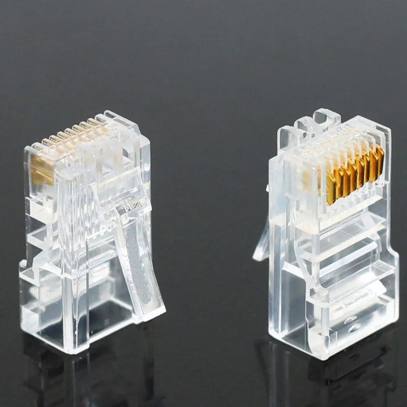 OULLX 20/50/100PCS RJ45 Ethernet Cables Module Plug Network Connector RJ-45 Crystal Heads Cat5 Cat5e Gold Plated Network Cable - PST PS Tradings