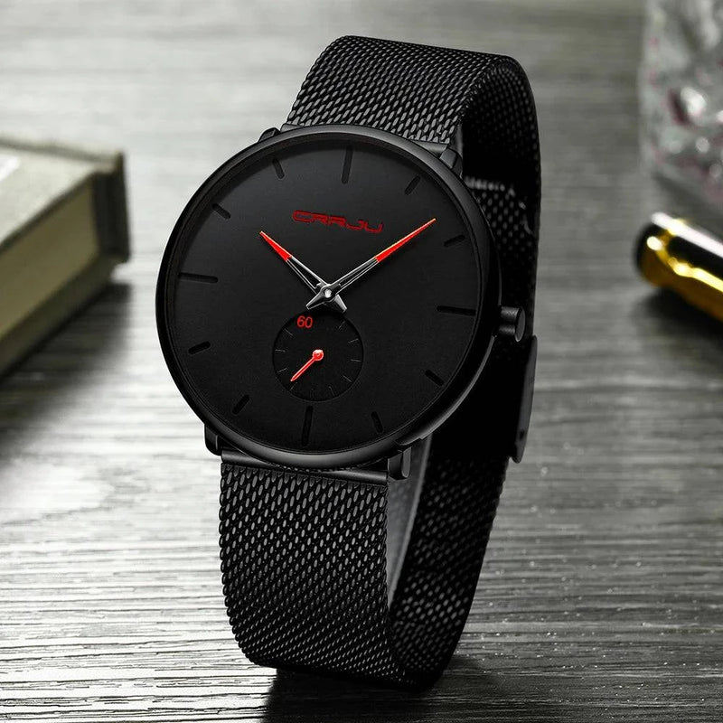 CRRJU Fashion Mens Watches Top Brand Luxury Quartz Watch Men Casual Slim Mesh Steel Waterproof Sport Watch Relogio Masculino - PST PS Tradings