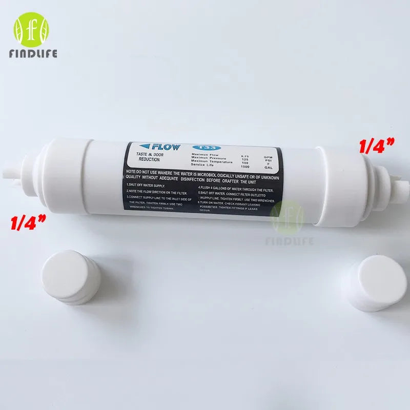 Quick connect 10 Inch T33 with 2pcs fitting Water Purifier INLINE COCONUT Carbon Post  WATER FILTER cartridge  REVERSE OSMOSIS - PST PS Tradings