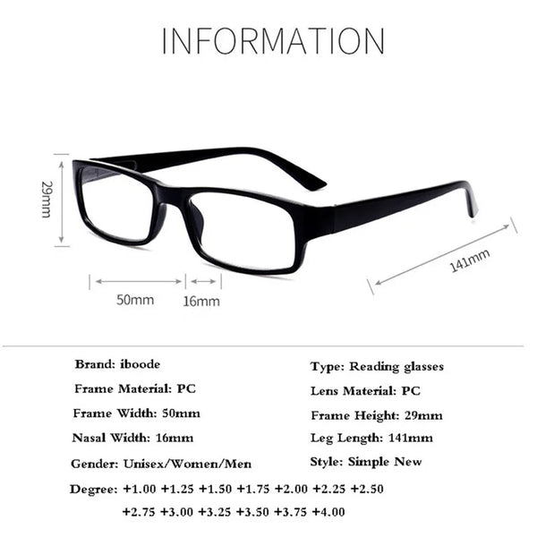 iboode Ultra-light Reading Glasses Presbyopic Glasses gafas de lectura oculos Full Frame +1.0 +1.25 +1.5 +1.75 +2.0 4.0 Portable