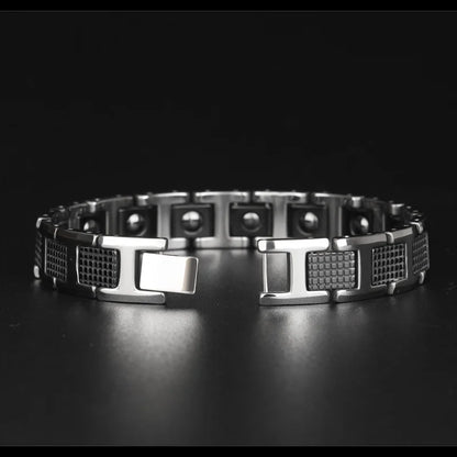 hochglanz polierte Wolfram Stahl Mann Armband Geschenke  Männer Armbänder mit gesunden schwarzen Germanium Magnets tein