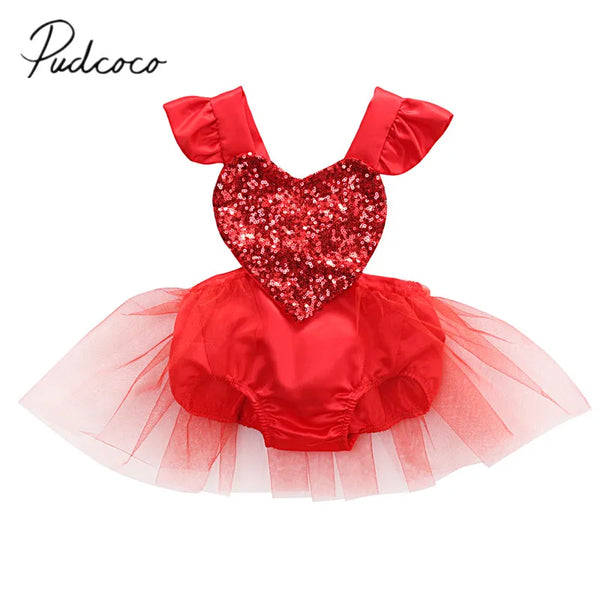 2020 Brand New  Princess Summer Toddler Baby Girls 0-3Y Romper Short Petal Sleeve Sequined Solid Backless Belt Lace Romper Dress - PST PS Tradings