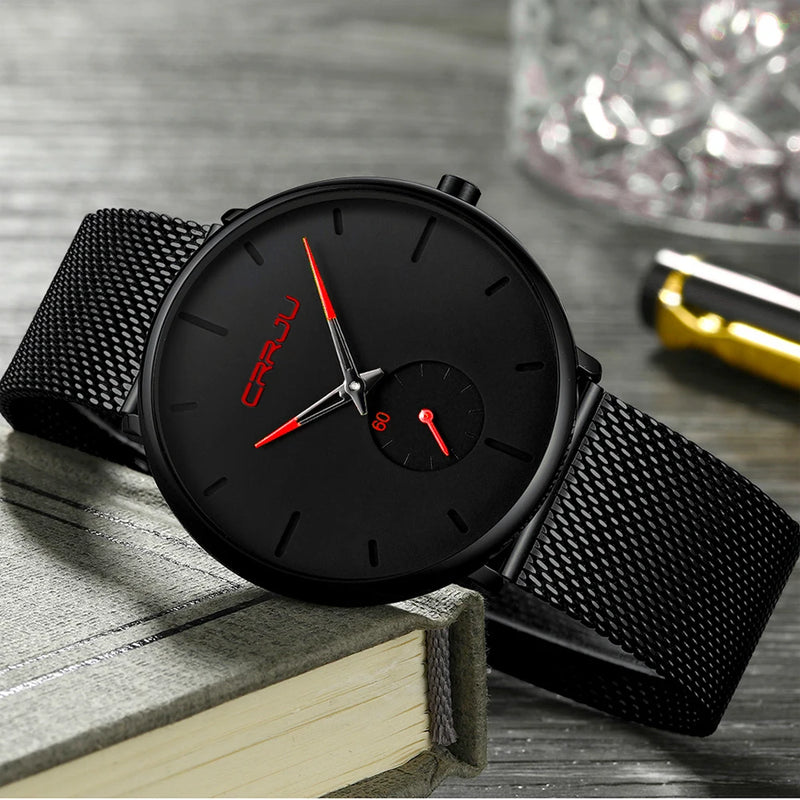 CRRJU Fashion Mens Watches Top Brand Luxury Quartz Watch Men Casual Slim Mesh Steel Waterproof Sport Watch Relogio Masculino - Property & Safety Tradings