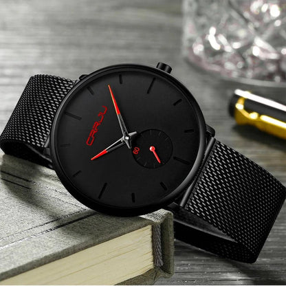 CRRJU Fashion Mens Watches Top Brand Luxury Quartz Watch Men Casual Slim Mesh Steel Waterproof Sport Watch Relogio Masculino - PST PS Tradings