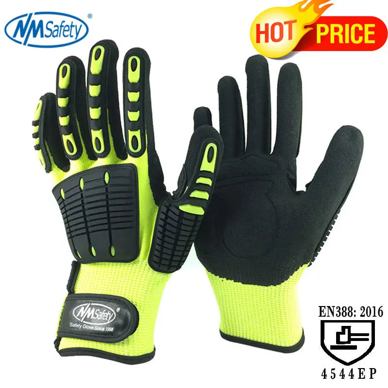 Cut Resistant Safety Work Glove Anti Vibration Anti Impact Oil-proof Protective With Nitrile Dipped Palm Glove for Working - PST PS Tradings