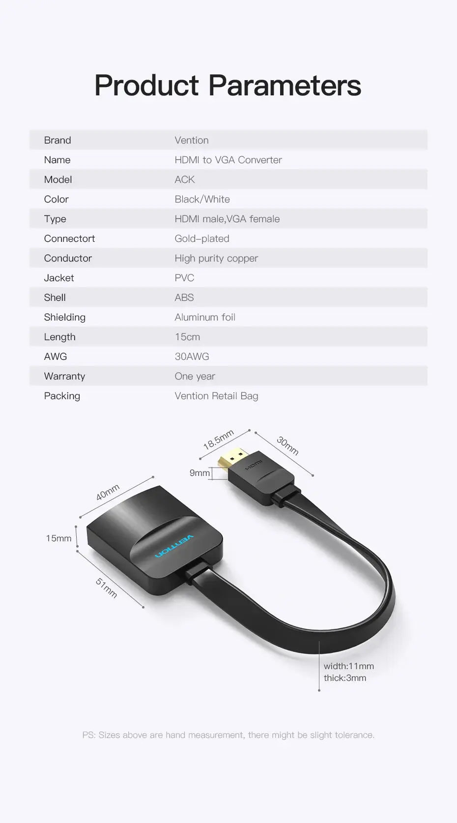 Vention HDMI to VGA adapter Digital to Analog Video Audio Converter Cable 1080p for Xbox 360 PS3 PS4 PC Laptop TV Box Projector - Property & Safety Tradings