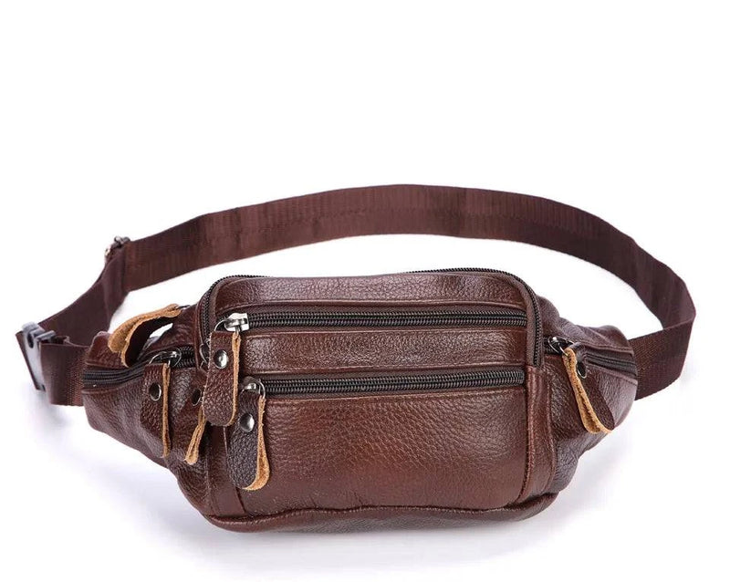 Fashion Men Genuine Leather Fanny Bag for Phone Pouch Male Leather Messenger Bags Brand Fanny Pack Male Travel Waist Bag Men - Property & Safety Tradings