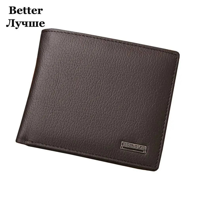 JINBAOLAI Genuine Leather Men Wallets Short Design ID Card Holder Waterproof Black Male Wallet Casual Top Quality Men Purse - PST PS Tradings