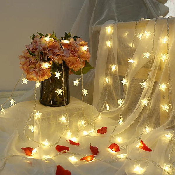 USB/Batterie Betrieben Stern String Lichter LED Lichterkette Weihnachten Girlande Für Party Hochzeit Startseite Außen Terrasse Dekoration