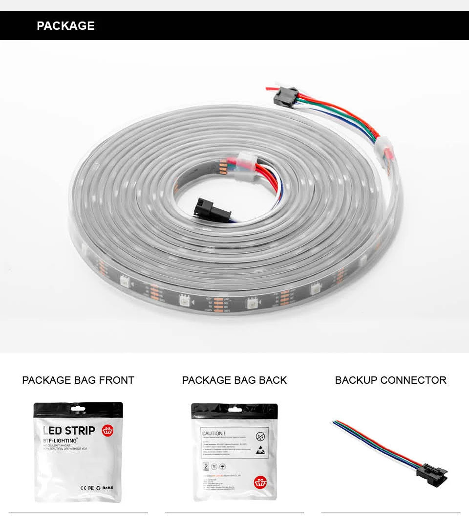 WS2813 Led Strip Light Dual Signal Individually Addressable 1m 4m 5m 30 60 100 144 LEDs WS2812B Updated Black White PCB DC5V