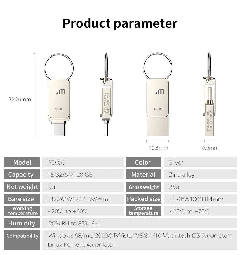 USB C Type C USB3.0 flash drive PD059 16GB 32GB 64G for Andriods SmartPhone Memory MINI Usb Stick - PST PS Tradings