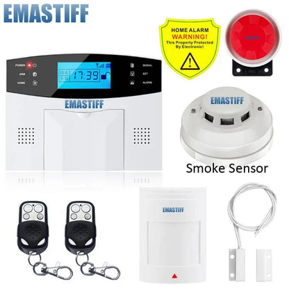 NEW Built-in antenna Door Gap Sensor PIR Motion Detector Wireless LCD GSM SIM card House security Alarm system Smoke Flash Siren - Property & Safety Tradings