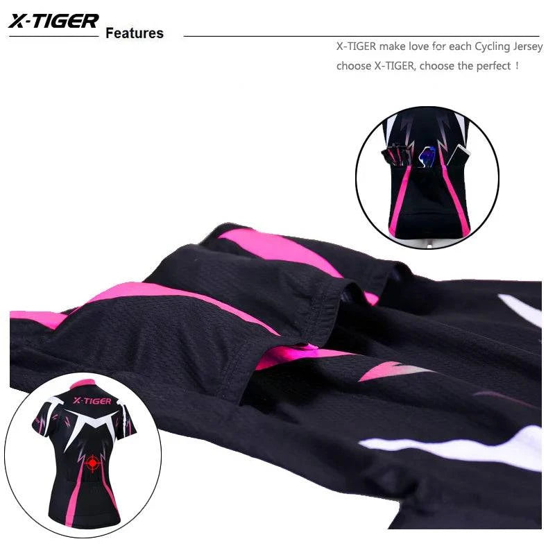 X-Tiger Women's Cycling Jersey Set Summer Anti-UV Cycling Bicycle Clothing Quick-Dry Mountain Female Bike Clothes Cycling Set - Property & Safety Tradings