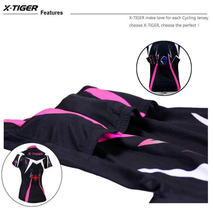 X-Tiger Women's Cycling Jersey Set Summer Anti-UV Cycling Bicycle Clothing Quick-Dry Mountain Female Bike Clothes Cycling Set - Property & Safety Tradings