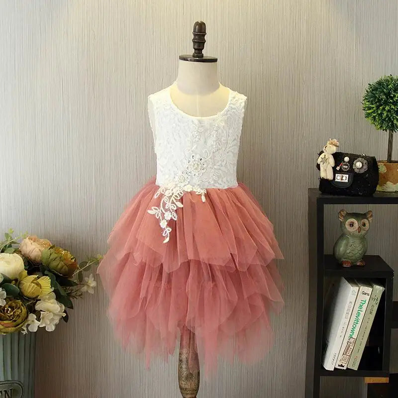 Summer Lace Girls Dress Gauze Kids Princess Dresses for Girl Vest Dress Party Dress Baby Clothes E16900 - PST PS Tradings