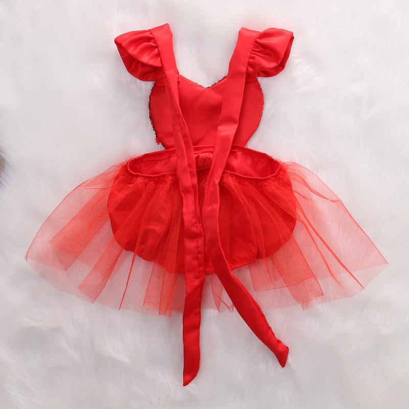 2020 Brand New  Princess Summer Toddler Baby Girls 0-3Y Romper Short Petal Sleeve Sequined Solid Backless Belt Lace Romper Dress - PST PS Tradings