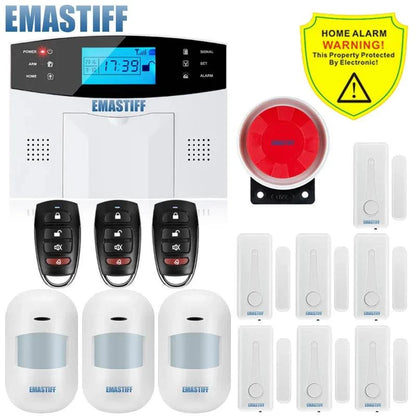 NEW Built-in antenna Door Gap Sensor PIR Motion Detector Wireless LCD GSM SIM card House security Alarm system Smoke Flash Siren - Property & Safety Tradings