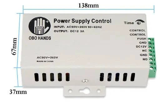 OBO HANDS 12VDC Access Control Power Supply Switch 3A/5A Time Delay Adjustable AC90V-260V Input NO/NC Output for 2 Electric Lock - PST PS Tradings