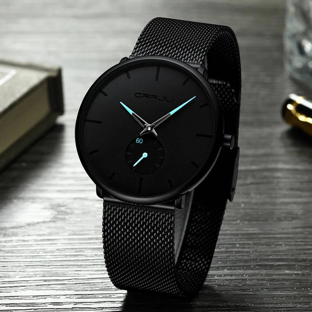 CRRJU Fashion Mens Watches Top Brand Luxury Quartz Watch Men Casual Slim Mesh Steel Waterproof Sport Watch Relogio Masculino - PST PS Tradings