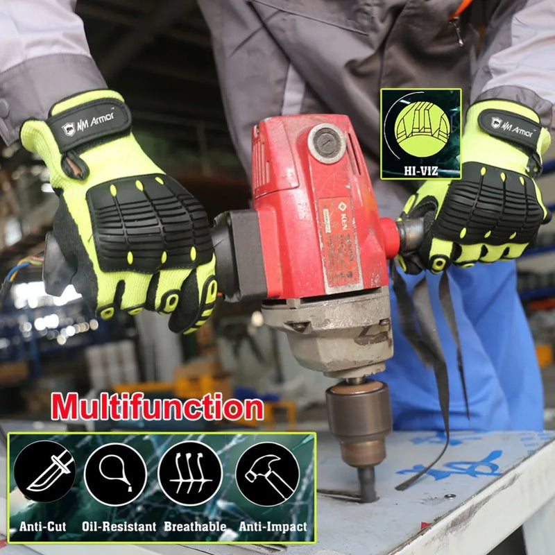 Cut Resistant Safety Work Glove Anti Vibration Anti Impact Oil-proof Protective With Nitrile Dipped Palm Glove for Working - PST PS Tradings