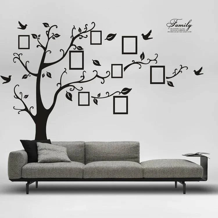 Large 250*180cm/99*71in Black 3D DIY Photo Tree PVC Wall Decals/Adhesive Family Wall Stickers Art Home Decor Self-adhesive Mural - PST PS Tradings