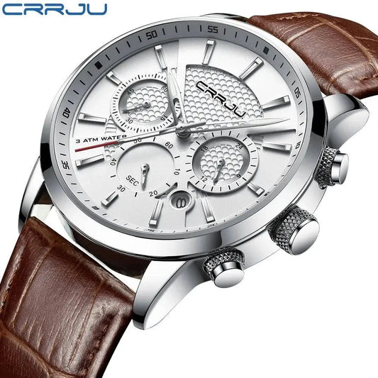 CRRJU New Fashion Sport Quartz Watches Men Luxury Business Leather Watch Waterproof Wristwatches Male Clock Relogio Masculino - Property & Safety Tradings