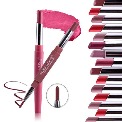 8 farbe Doppel-ende Lip Make-Up Lippenstift Bleistift Wasserdichte Langlebige Farbton Sexy Red Lip Stick Schönheit Matte Liner stift Lippenstift